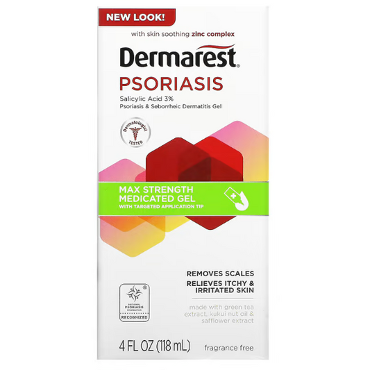 Dermarest, Psoriasis, Maximum Strength Medicated Gel, Fragrance Free, 4 fl oz (118 ml)