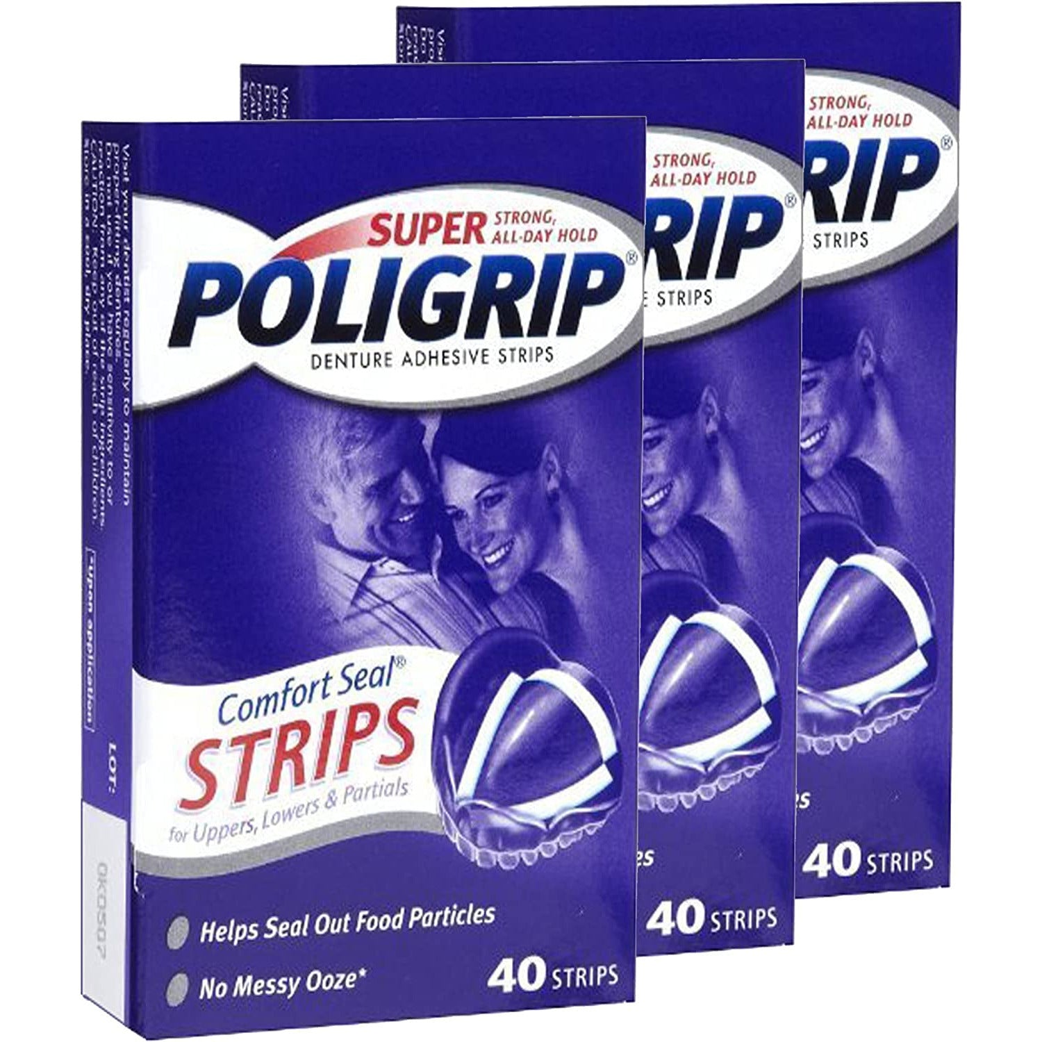 Super Poli-Grip Comfort Seal Strips -- 40 Strips (Pack of 3)