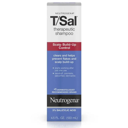 Neutrogena T/Sal Therapeutic Shampoo, Scalp Build-Up Control 4.5 Oz (Pack of 2)