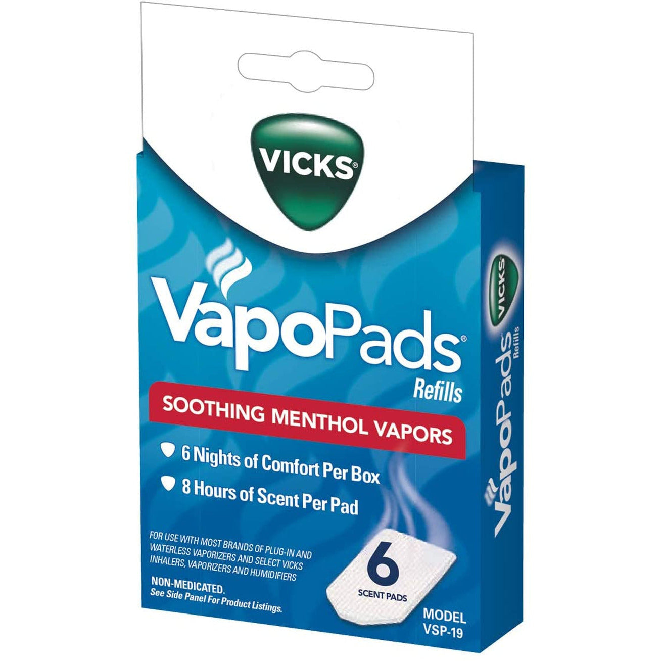 Vicks Vapopads, 6 Count - Soothing Menthol Vapor Pads for Vicks Humidifiers, Vaporizers, Waterless Vaporizers, and Plug-Ins, VSP-19