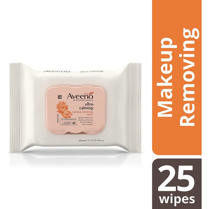 Aveeno Ultra Calming Makeup Removing Wipes, 25 Count