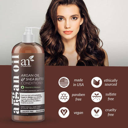 Artnaturals Argan Oil Hair Conditioner - (16 Fl Oz / 473Ml) - Sulfate Free - Deep Conditioning Treatment for Natural, Oily, Curly, Color Treated, Damaged and Dry Hair - Moisturizing for Men and Women