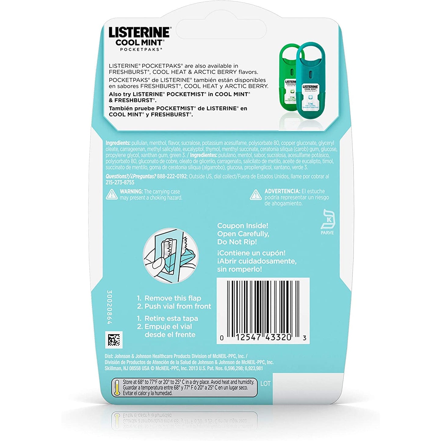 Listerine - Pocketpaks, Oral Care Strips, Cool Mint - 72 Strips