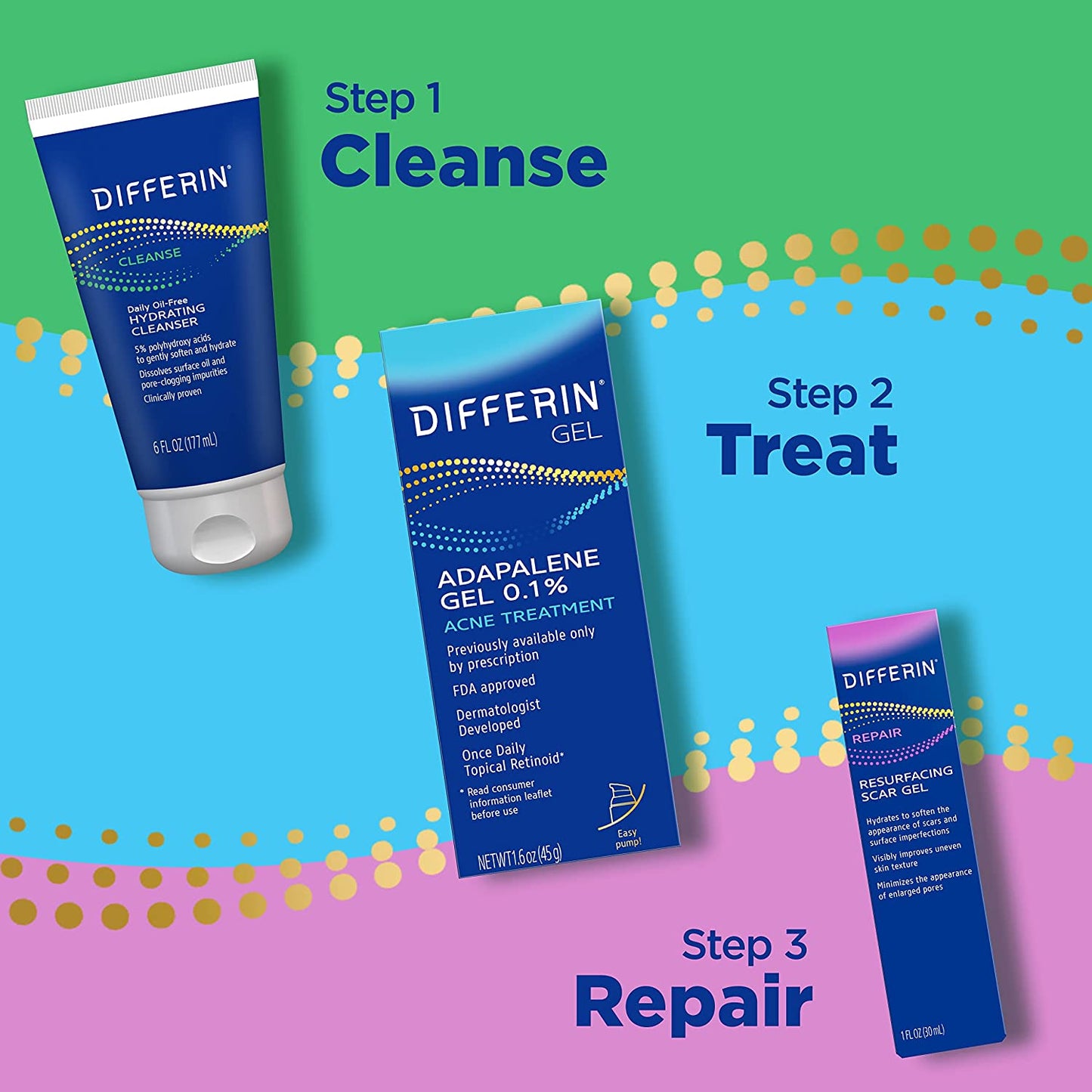 Differin Gel Acne Scar Spot Treatment for Face, Resurfacing Scar Gel, Gentle Skin Care for Acne Prone Sensitive Skin, 1 Oz (Packaging May Vary)