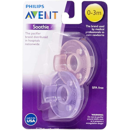 Philips 2 Pack AVENT Soothie Pacifier, Pink/Purple, 0-3 Months