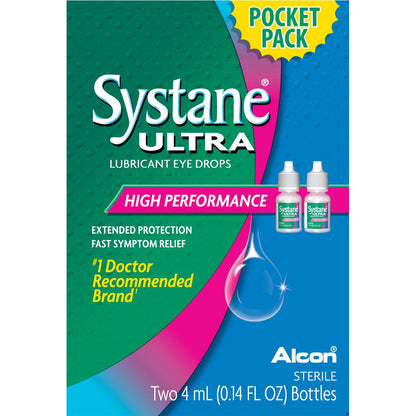 Systane Ultra Eye Drops Lubricant High Performance,Two 4Ml 0.14 Fl Oz. Bottles