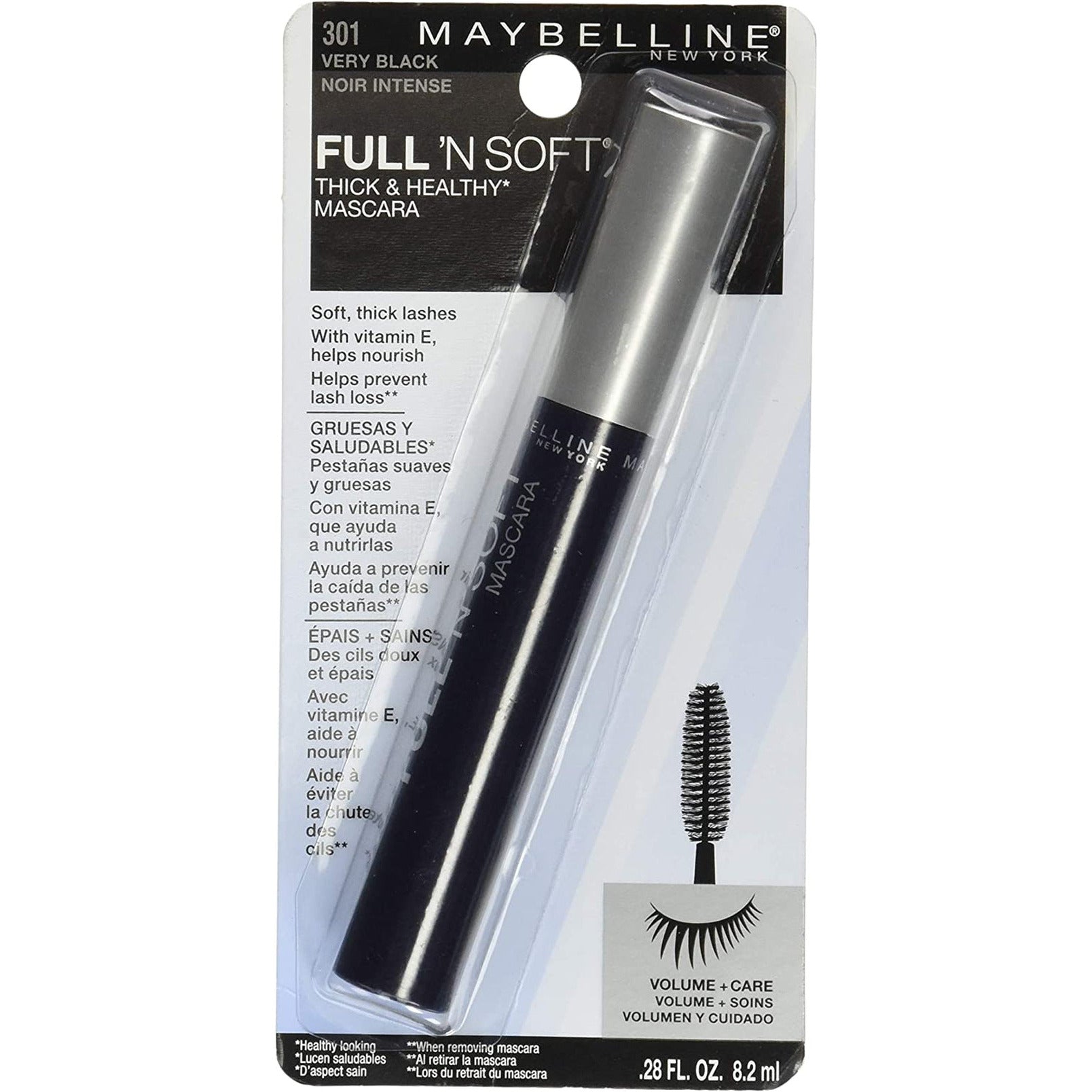 MAYBELLINE - Full 'N Soft Mascara 301 Very Black - 0.28 Fl. Oz. (8.2 Ml)