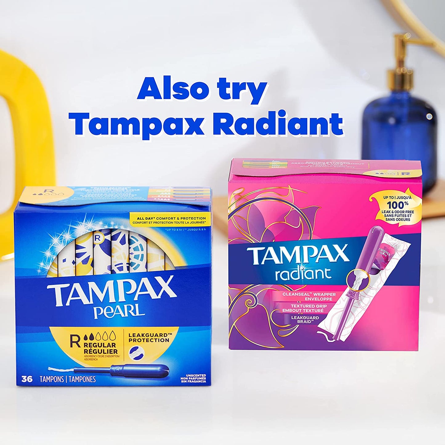 Tampax Pearl Plastic Tampons, Multipack, Light/Regular/Super Absorbency, Unscented, 50 Count