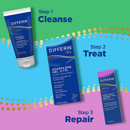 Differin Dark Spot Correcting Face Serum, Dark Spot Correcting Serum by the Makers of Differin Gel, Gentle Skin Care for Acne Prone Sensitive Skin, 1 Oz (Packaging May Vary)