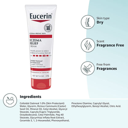 Eucerin Body Creme, Eczema Relief, 8 Ounce