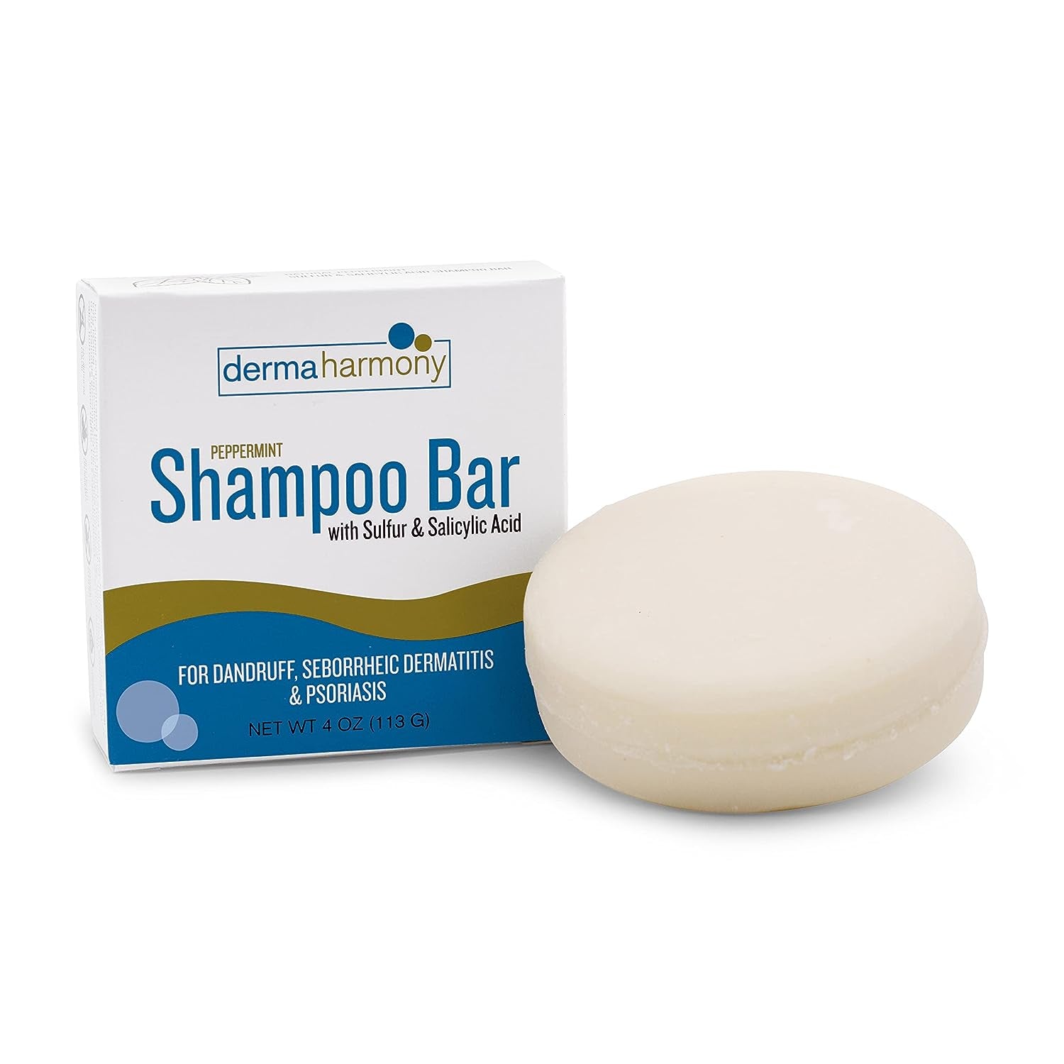 Dermaharmony 5% Sulfur 2% Salicylic Acid Shampoo Bar for Dandruff (4 Oz)