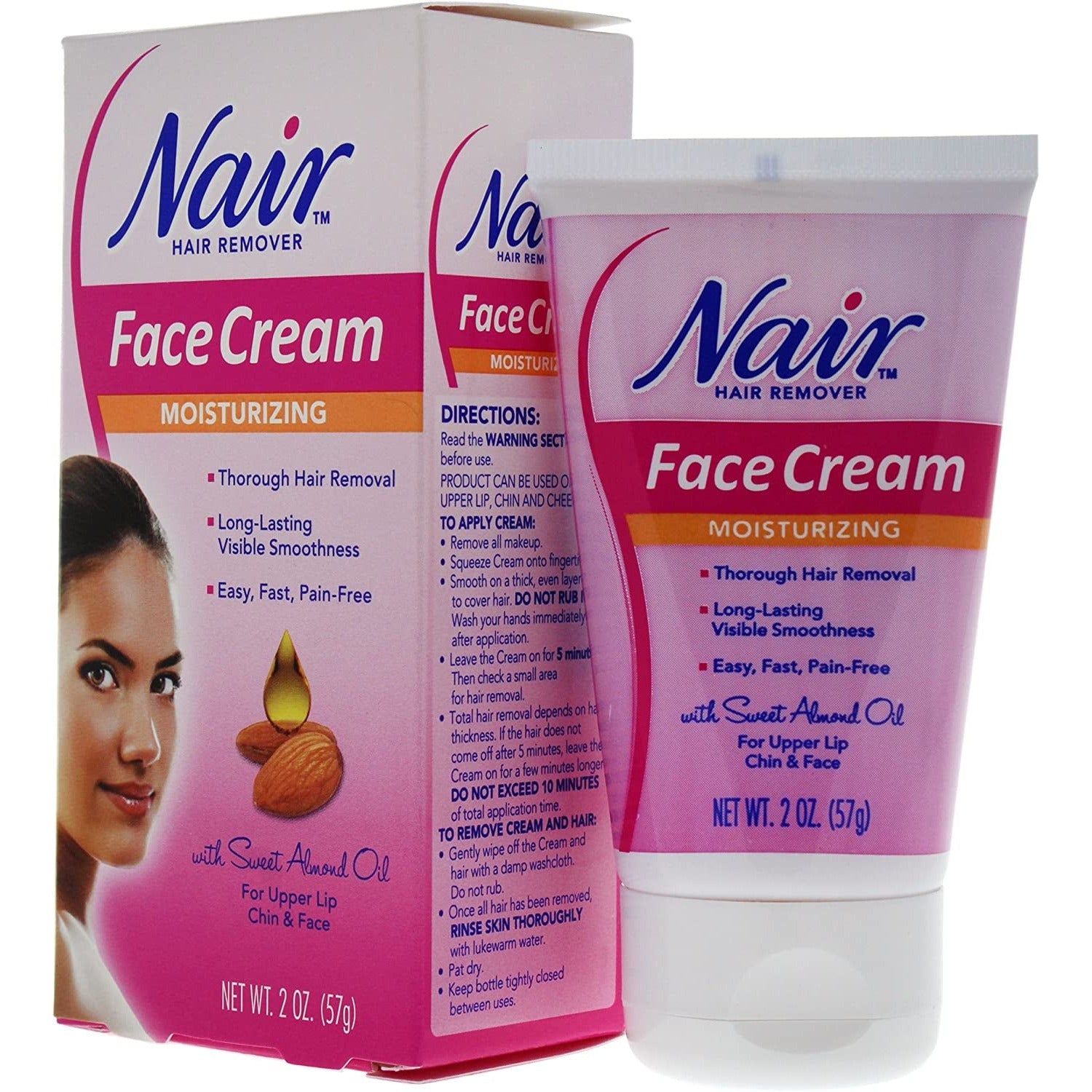 Nair Hair Remover Moisturizing Face Cream (For Smooth Radiant Skin) 2Oz.(57G)