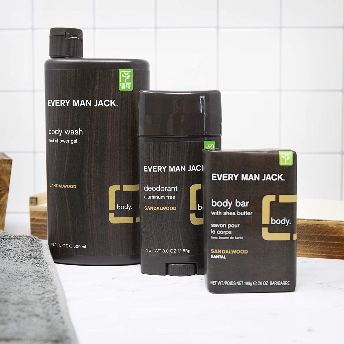 Every Man Jack 91300 Deodorant, Sandalwood, 3 Oz.