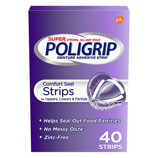 Super Poligrip Comfort Seal Denture Adhesive Strips, 40 Count(Pack of 4)