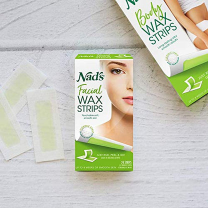 Nad'S Hypoallergenic Facial Wax Strips, 24 Strips (Pack of 2)