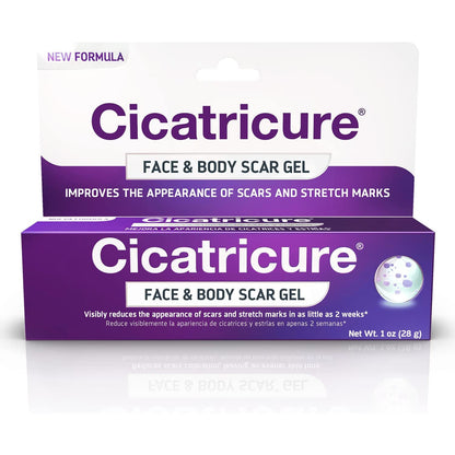 Cicatricure Face & Body Scar Gel, Reduces the Appearance of Old & New Scars, Stretch Marks, Surgery, Injuries, Burns and Acne, 1 Ounce (Packaging May Vary)