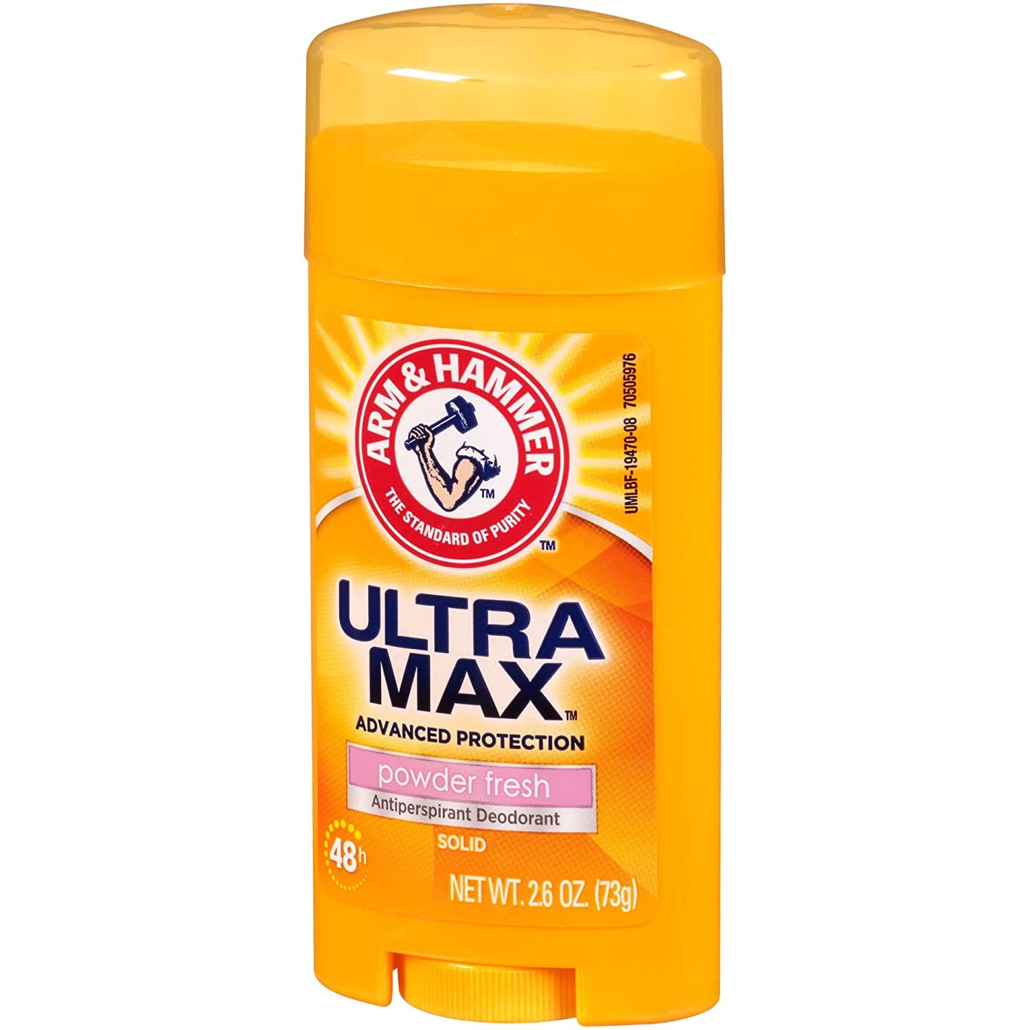 Arm & Hammer Ultramax Deodorant and Antiperspirant Solid, Powder Fresh, 2.6-Ounce Stick (Pack of 6)