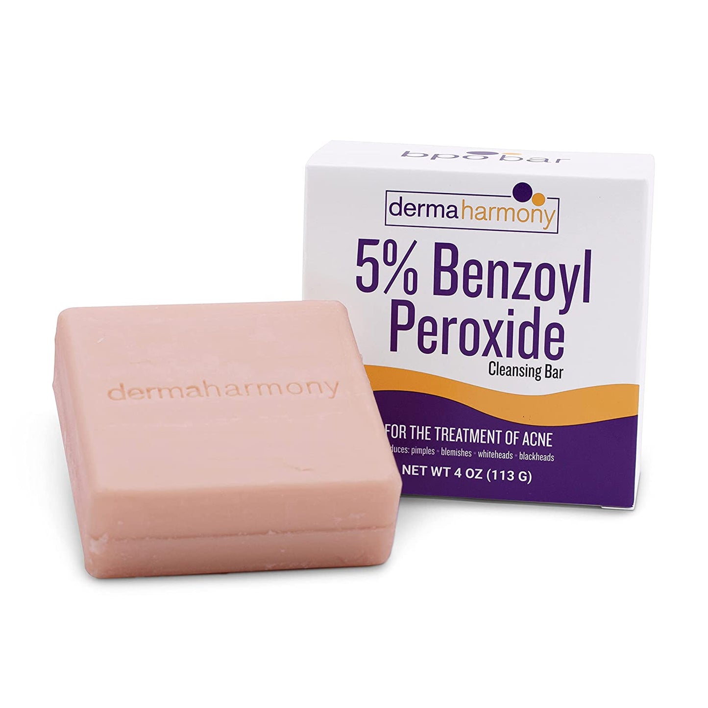 Dermaharmony 5% Benzoyl Peroxide Cleansing Bar for Acne (4 Oz)