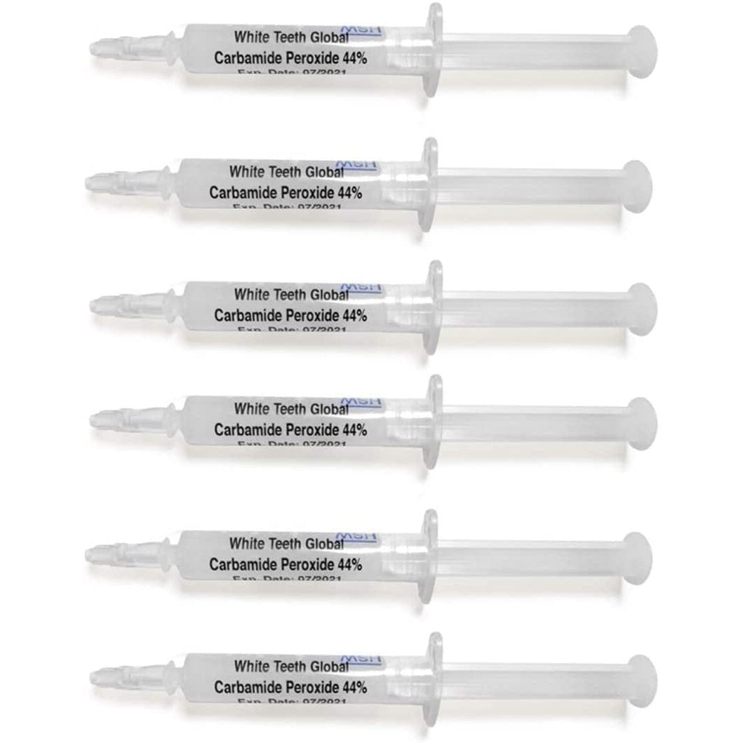 White Teeth Global Teeth Whitening Gel 44% Carbamide Peroxide, 6 Tooth Bleaching Gel Syringes