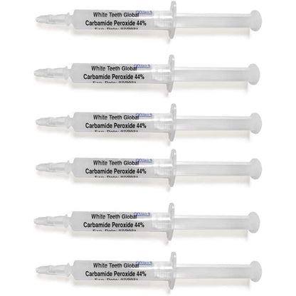 White Teeth Global Teeth Whitening Gel 44% Carbamide Peroxide, 6 Tooth Bleaching Gel Syringes