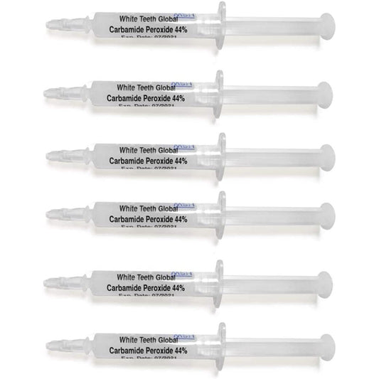 White Teeth Global Teeth Whitening Gel 44% Carbamide Peroxide, 6 Tooth Bleaching Gel Syringes
