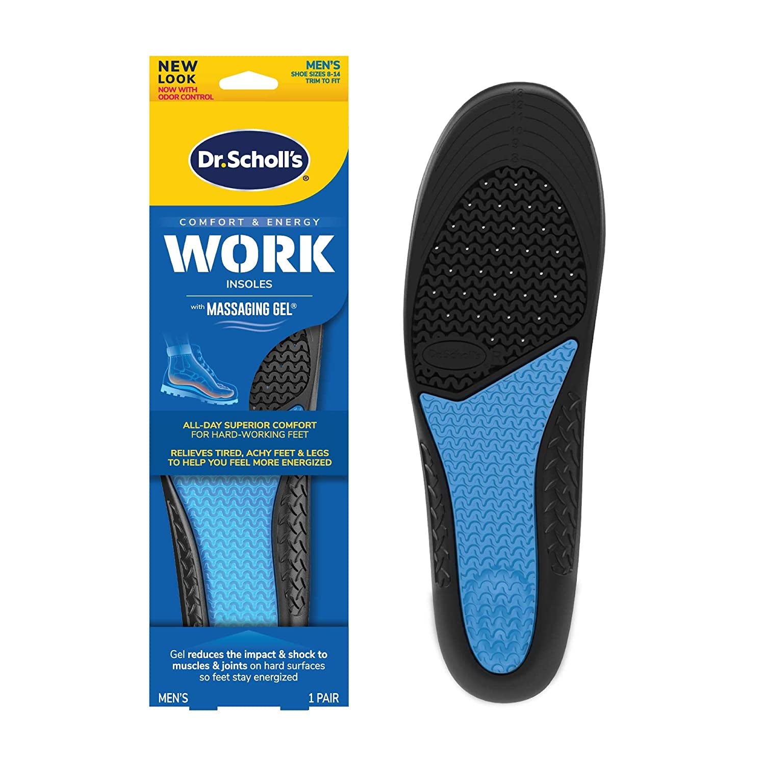 Dr. Scholl'S 11017570110 Comfort and Energy Work Insoles for Men, 1 Pair, Size 8-14