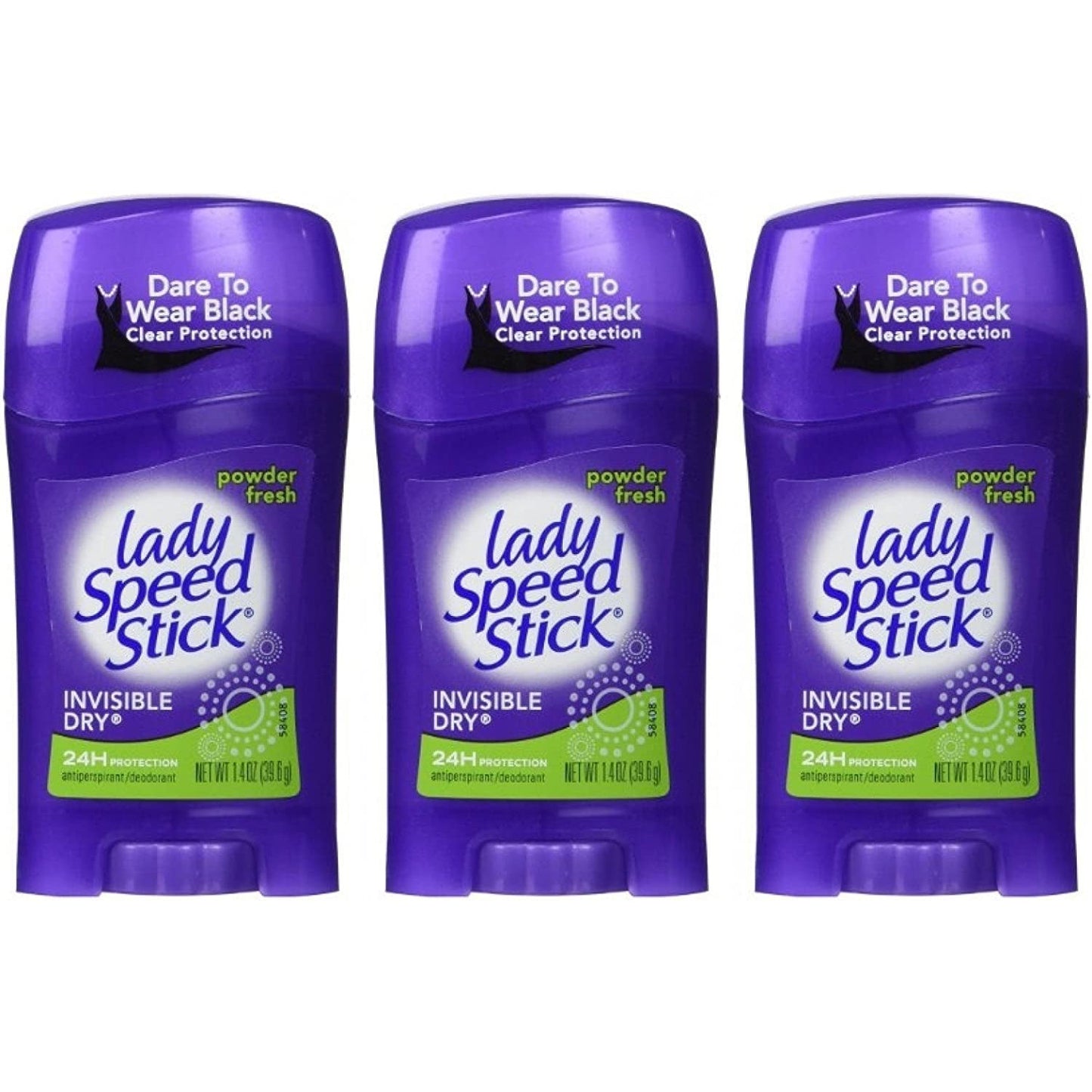 Lady Speed Stick Invisible Dry Antiperspirant and Deodorant Stick, Powder Fresh - 1.4 Oz ( Pack of 3 )