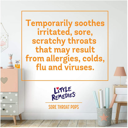 Little Remedies Sore Throat Pops with Real Honey for Kids 3+ | Soothing Pops That Calms Fiery Throats