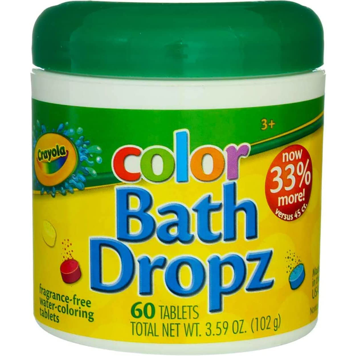 Crayola Color Bath Dropz 60 Tablets 3.59 Ounce Jar