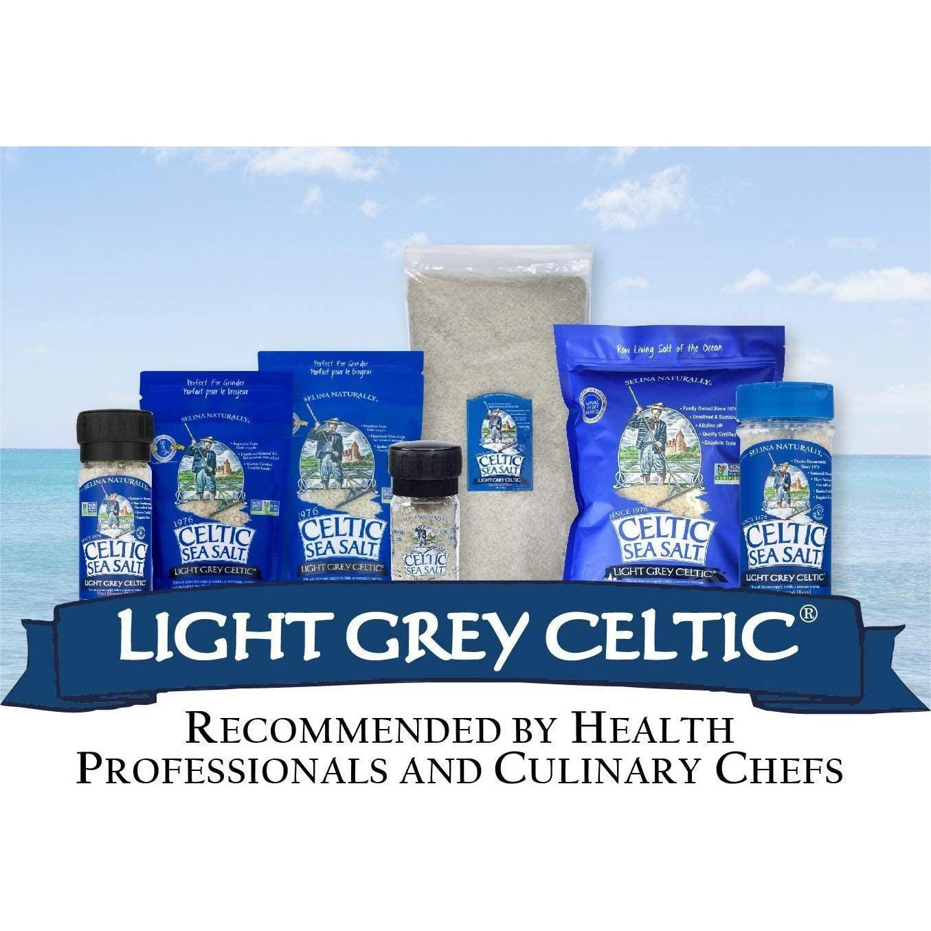 Light Grey Celtic Sea Salt 1 Pound Resealable Bag - Additive-Free, Delicious Sea Salt, Perfect for Cooking, Baking and More - Gluten-Free, Non-Gmo Verified, Kosher and Paleo-Friendly