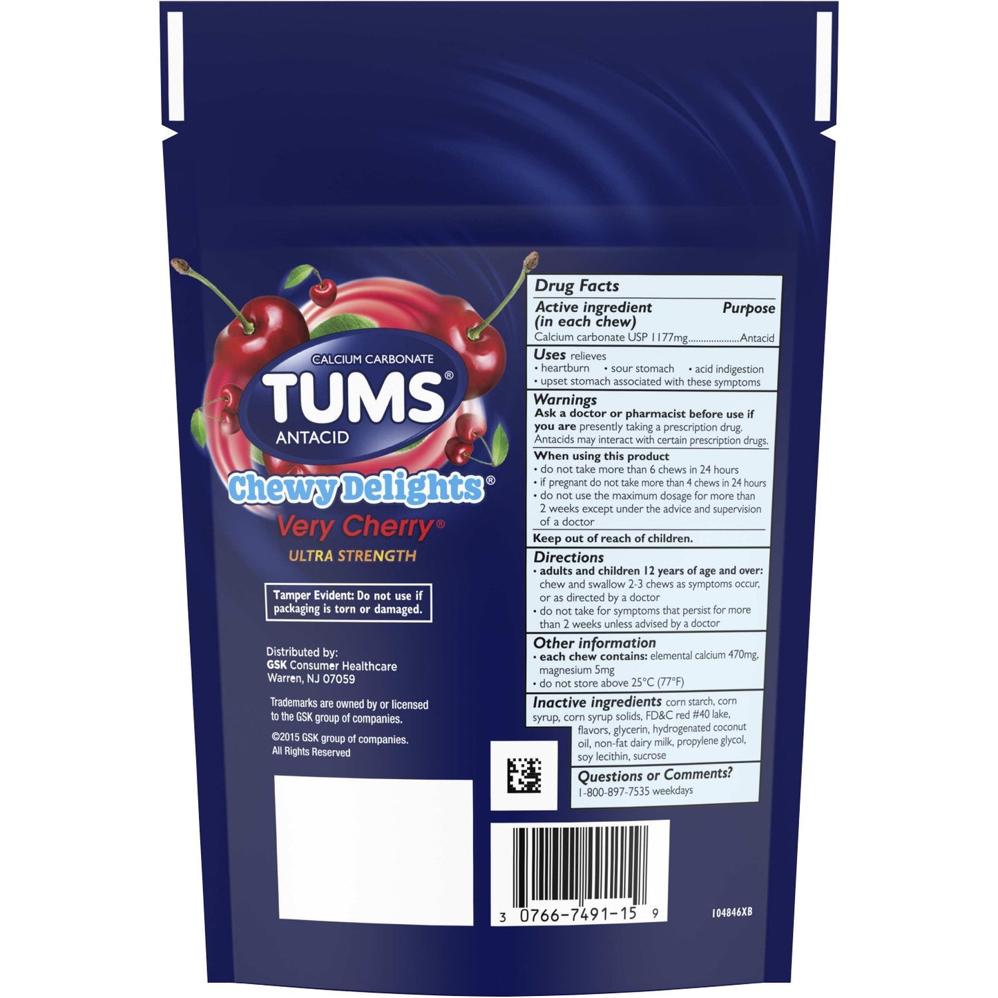 Tums Chewy Delights Soft Chews, Very Cherry, 32Count