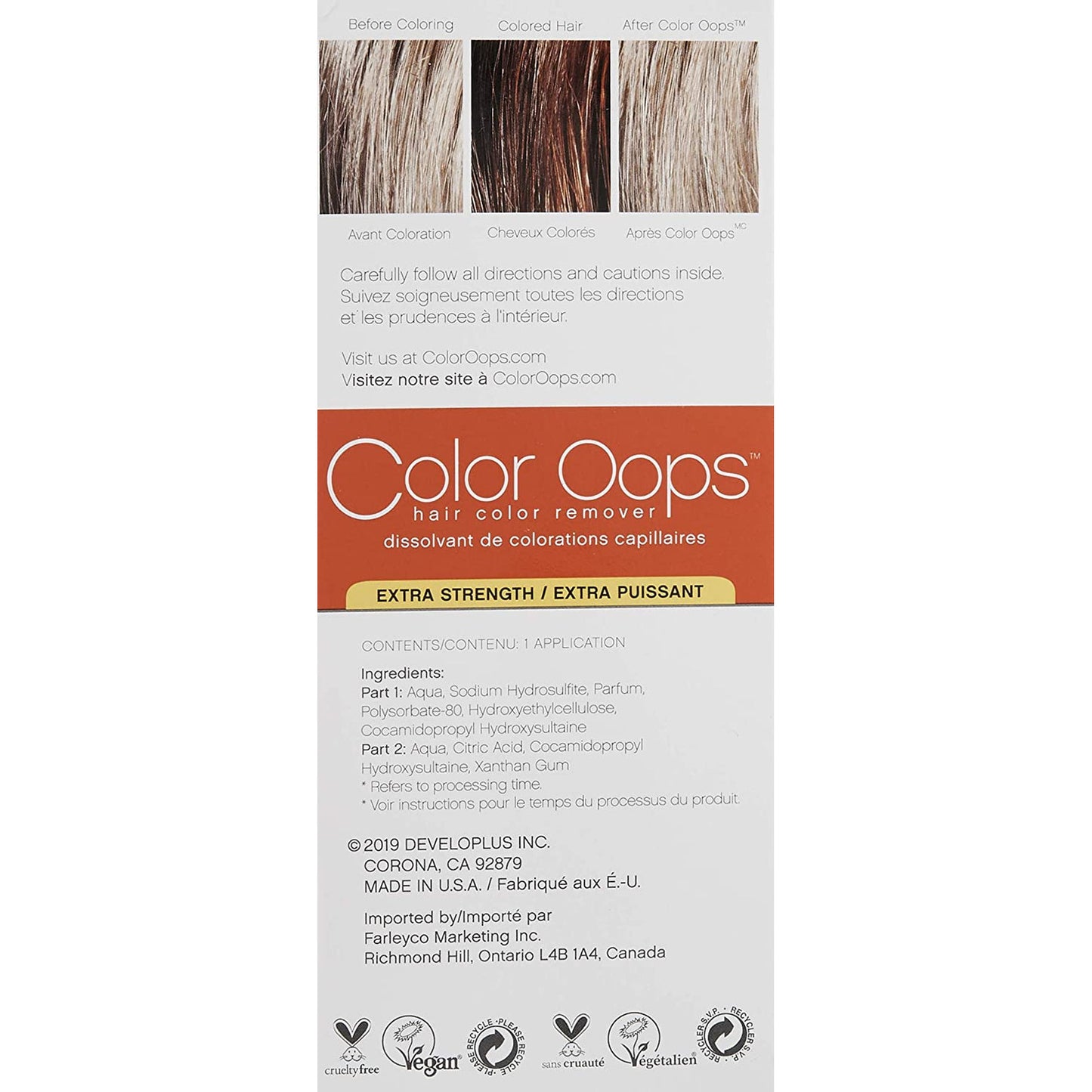 Developlus FCOP0002 Color Oops Hair Color Remover, Extra Strength, Extra Conditioning