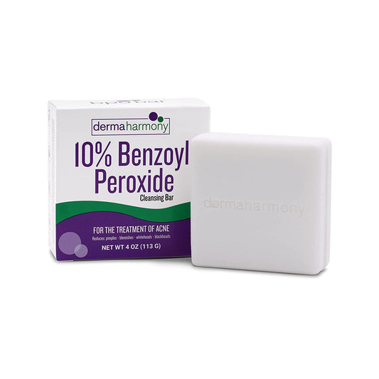 Dermaharmony 10% Benzoyl Peroxide Cleansing Bar for Acne (4 Oz)