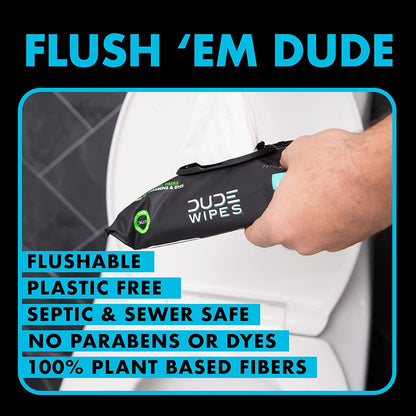 Dude Wipes Flushable Wipes, Unscented & Naturally Soothing, Dispenser Pack (48Ct)