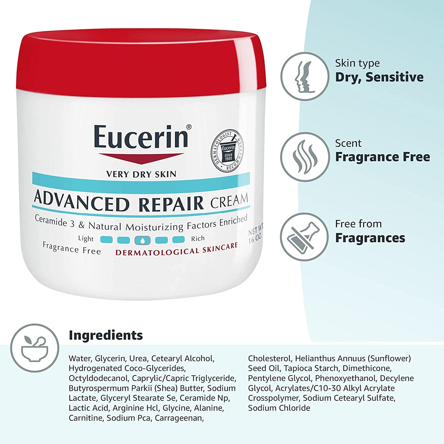 Eucerin Intensive Repair Creme 16 Oz Eucerin Intensive Repair Creme