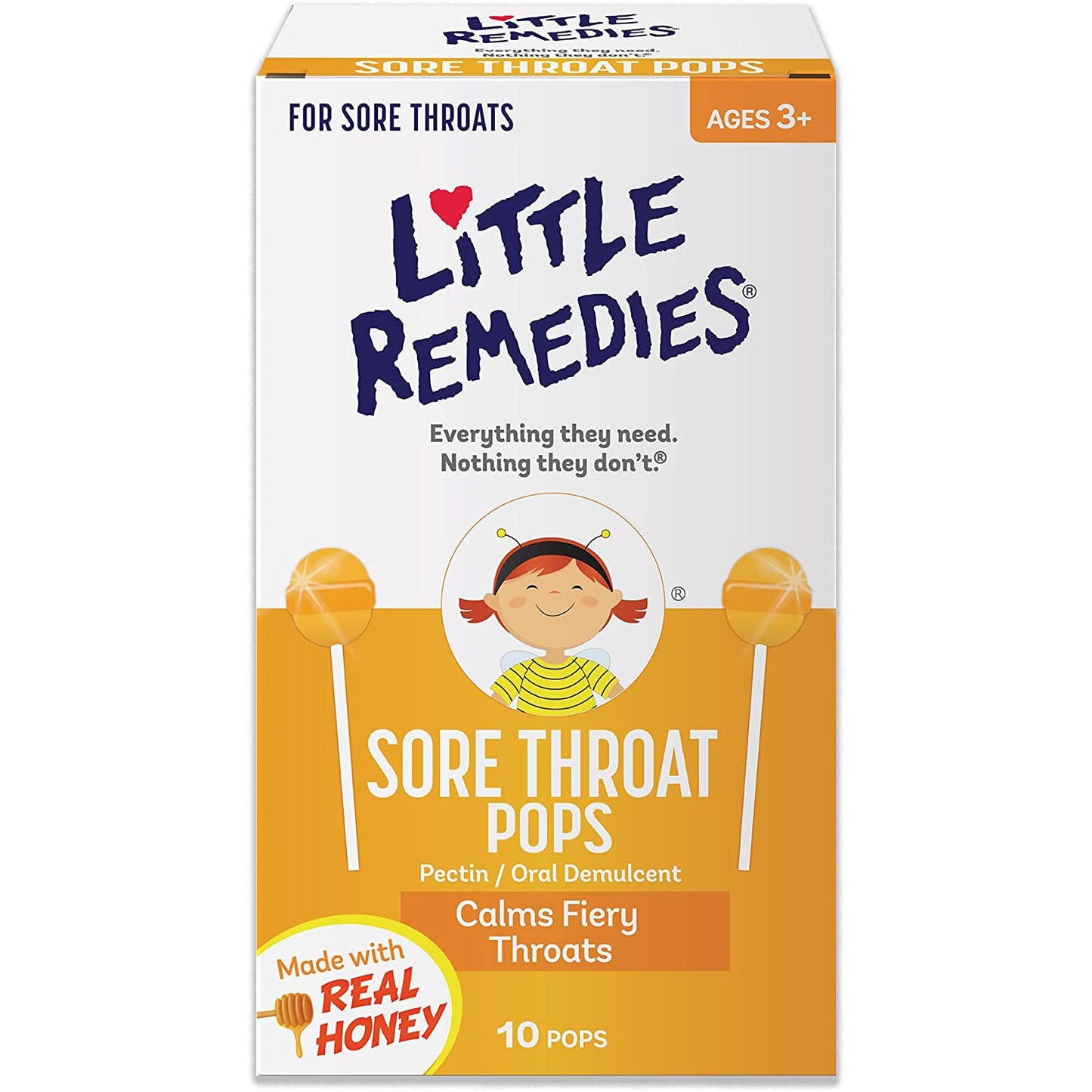 Little Remedies Sore Throat Pops with Real Honey for Kids 3+ | Soothing Pops That Calms Fiery Throats