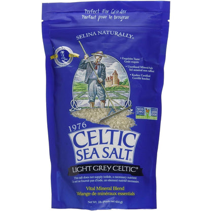 Light Grey Celtic Sea Salt 1 Pound Resealable Bag - Additive-Free, Delicious Sea Salt, Perfect for Cooking, Baking and More - Gluten-Free, Non-Gmo Verified, Kosher and Paleo-Friendly