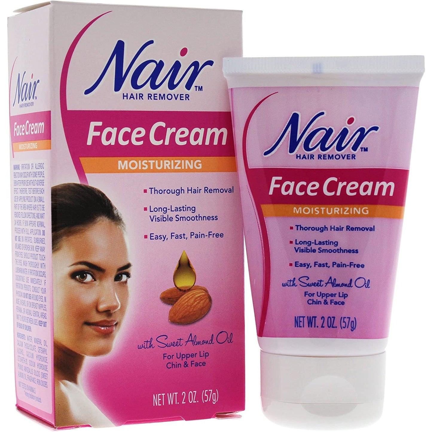 Nair Hair Remover Moisturizing Face Cream (For Smooth Radiant Skin) 2Oz.(57G)