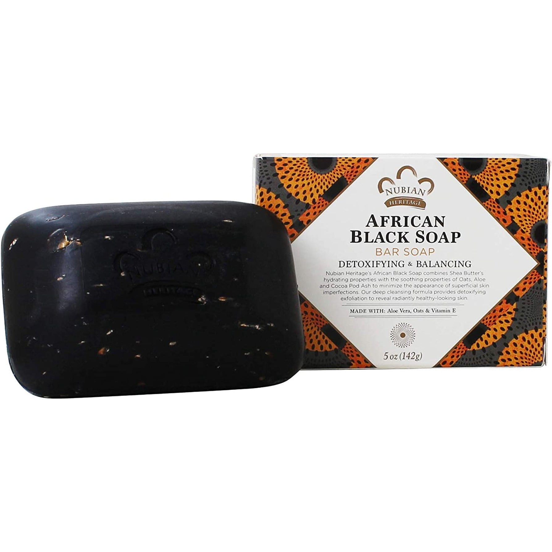 Nubian Soap African Black Soap with Oats, Aloe & Vitamin E 140G