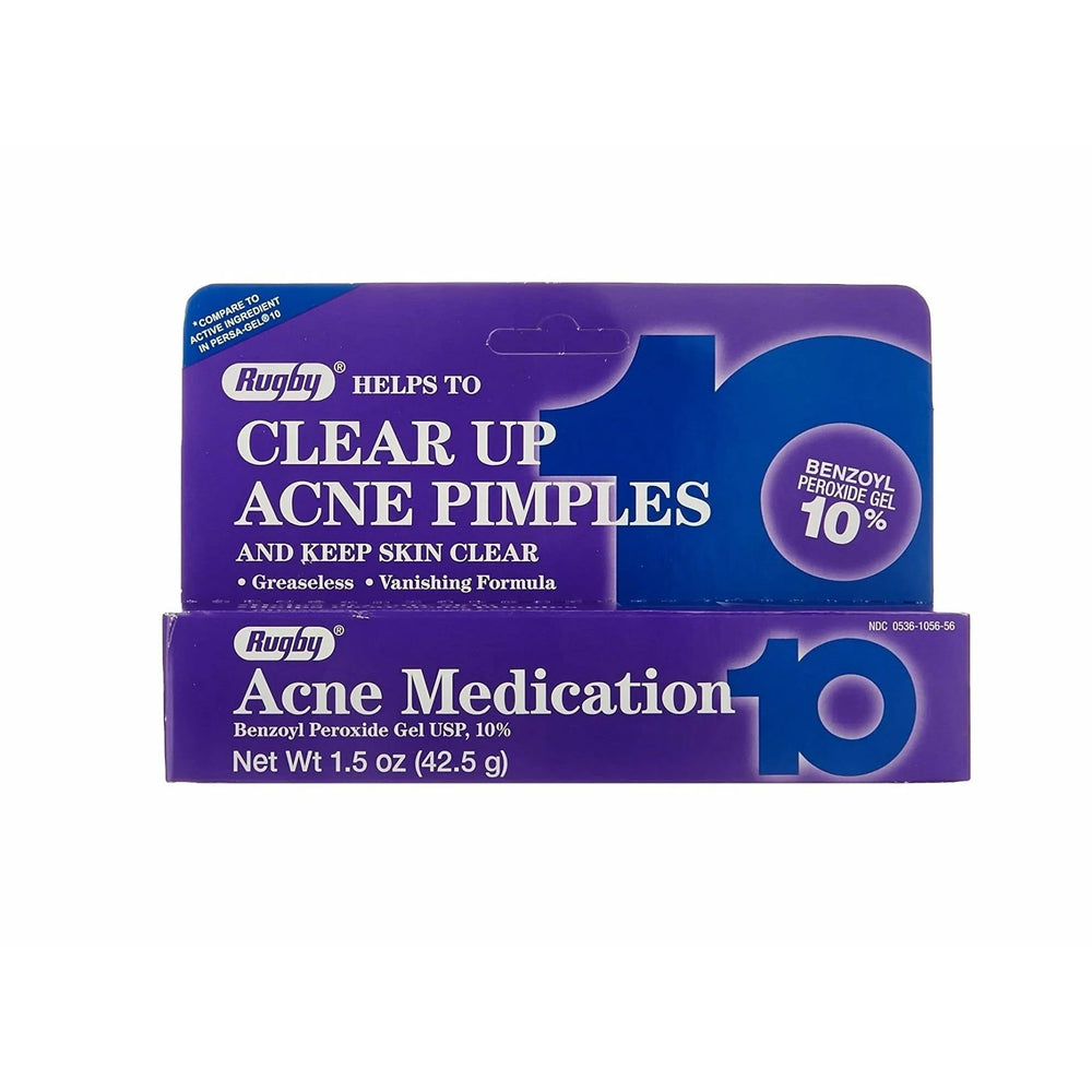 Rugby Acne Gel Benzoyl Peroxide 10% Max Strength 1.5 oz