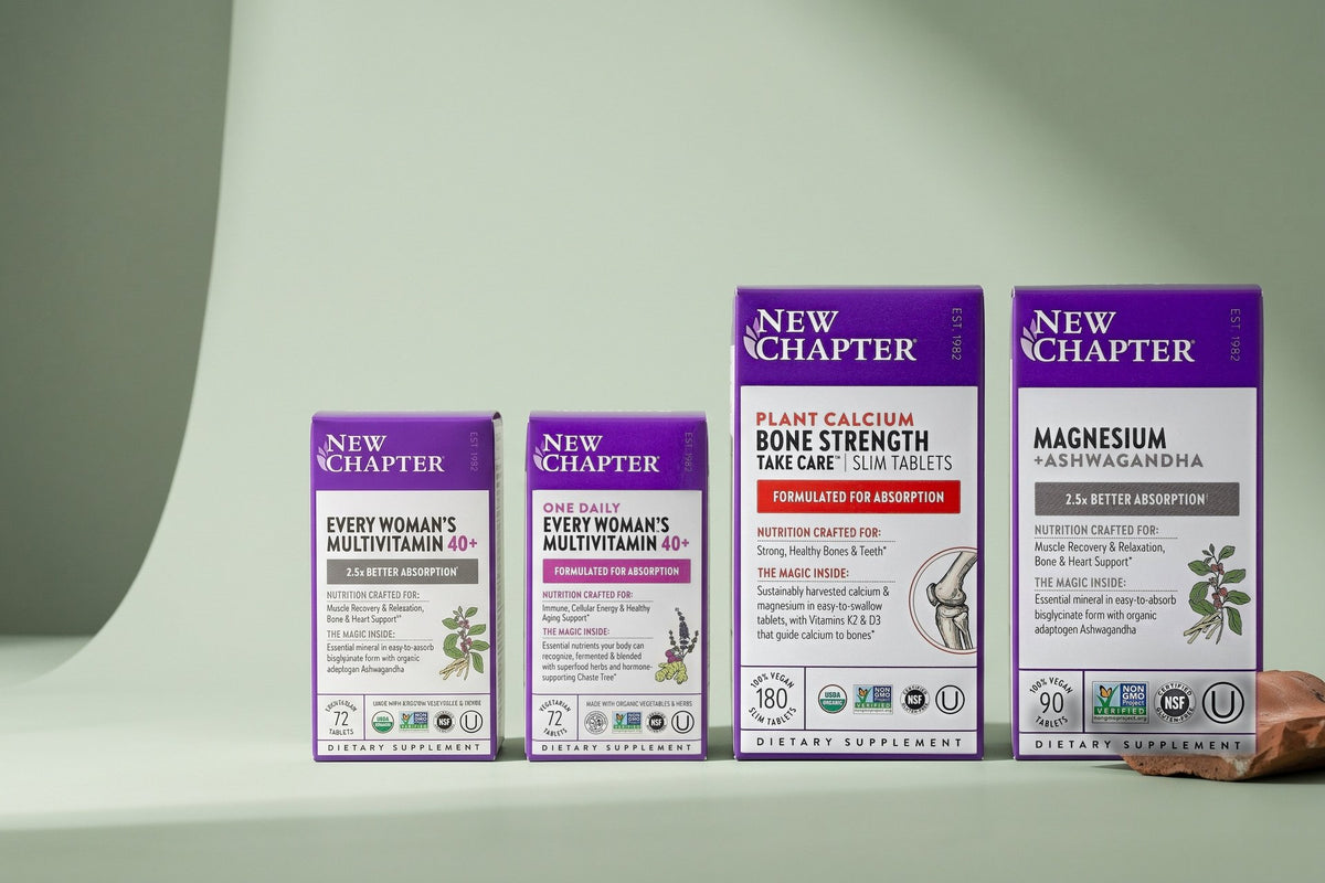 New Chapter products in a studio photo